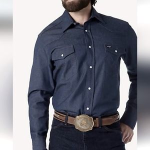 Wrangler  cowboy western denim work shirt  mens 18x36